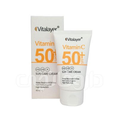 کرم ضد آفتاب بی رنگ ویتالیر حاوی ویتامین سی مناسب برای انواع پوست با SPF50