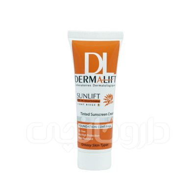 کرم ضد آفتاب رنگی درمالیفت مدل سانلیفت مناسب برای پوست چرب با SPF50