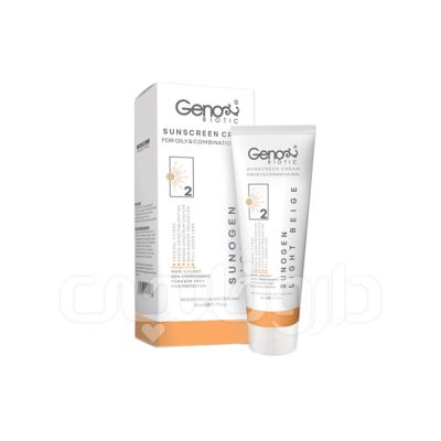کرم ضد آفتاب رنگی ژنوبایوتیک مدل سانوژن مناسب برای پوست چرب با SPF50